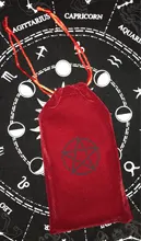 Bolsa de almacenamiento de Tarot, pentagrama de terciopelo, juego de mesa, bordado de tarjetas, bolsa con cordones, suministros de brujería para caja de Tarot, 1 Uds.