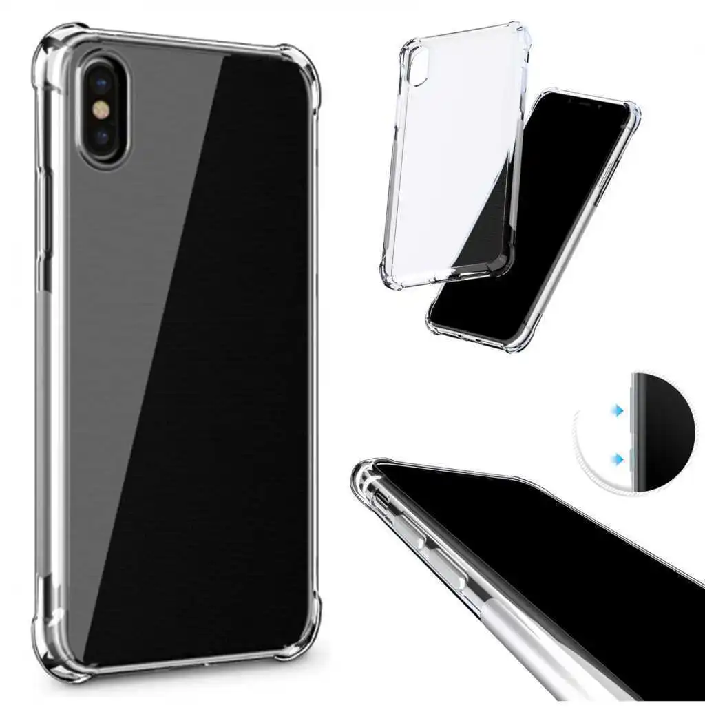 Упаковка x2 [противоударный прозрачный чехол-подставка+ черный кристалл] Силиконовый гелевый термополиуретановый чехол Vidrio para [SAMSUNG A2 CORE]