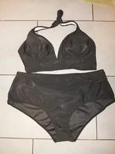 Bikini de talla grande para mujer, traje de baño de talle alto con Control de barriga, bañador Sexy de cobertura completa