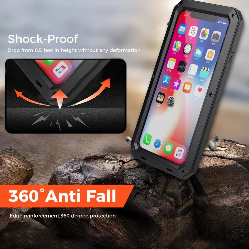 Phone Case Shockproof armor Metal Aluminum for iPhone 11 Pro XS MAX XR X 7 8 6 6S Plus 5S 5 SE Full Protective Bumper Cover