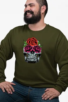 

Angemiel Wear Skull And Flower Green Men 'S Sweatshirt