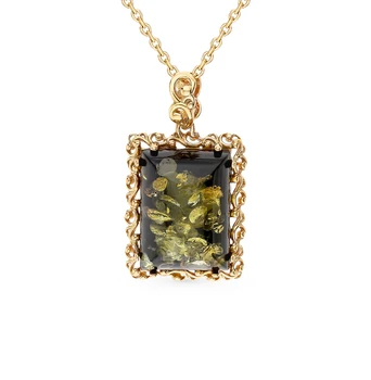 

Silver Pendant with amber sunlight sample 925