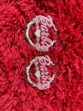 Fashionbomba-pendientes de aro de bambú con nombre personalizado para mujer y niña, joyería láser de acrílico, Piercing con nombre personalizado, C4