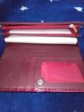 DICIHAYA-Billetera de piel genuina con doble cremallera para mujer, cartera de mano roja con patrón de cocodrilo