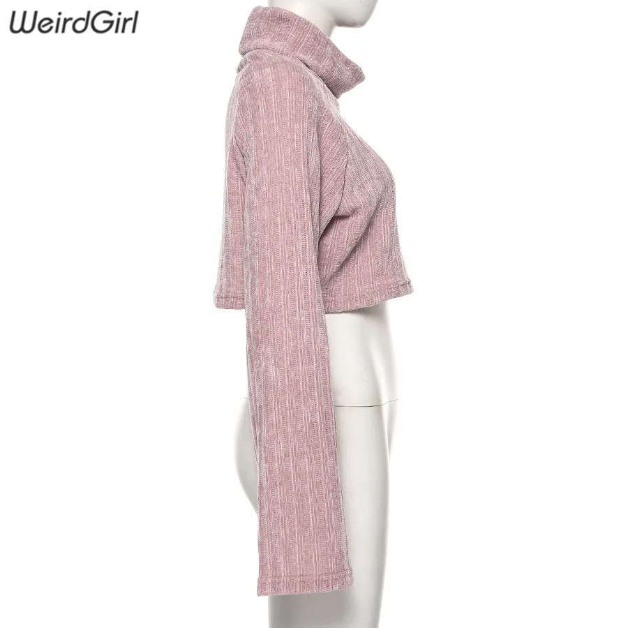 Weirdgirl Повседневный вязаный свитер эластичный Женский Уличная Водолазка пуловер свободное плотное пальто осенне-зимнее теплое пальто