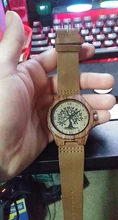 Reloj de pulsera con diseño de árbol de ciervos para hombre y mujer, cronógrafo de imitación de madera, con carcasa de acrílico, color marrón