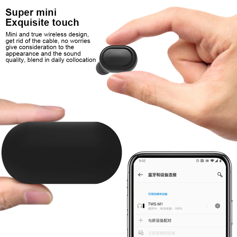Наушники-вкладыши TWS Bluetooth наушники IPX6 водонепроницаемый V5.0 наушники Беспроводной наушники для Android IOS с Функция беспроводной связи