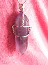1PC de cristal Natural ornamento Mineral de cristal de amatista colgante de punto par collar con colgante de joyería de regalo