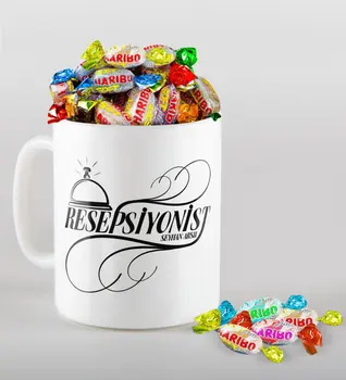 

Personalized Receptionist Mug and Haribo Candy Gift Seti-2