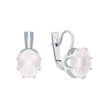 

Silver earrings with quartz sunlight sample 925