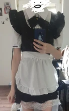Maid Cosplay Costume Outfit Blocked Pinafore Short-Sleeves Lolita-Dress Halloween Girls