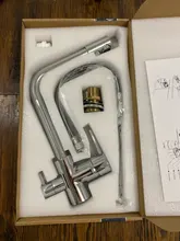 Grifo de latón con rotación de 360 grados para agua filtrada, grifería de cocina con ángulo doble y ángulo derecho, accesorio para fregadero de cocina