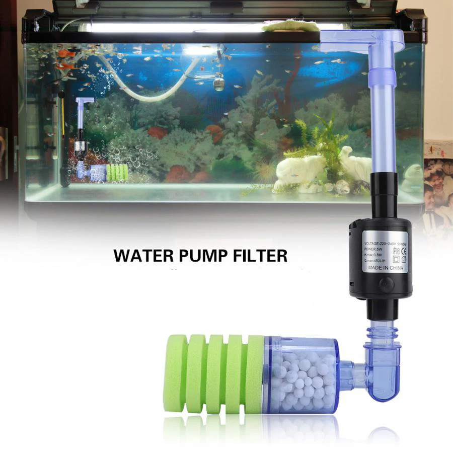 Mini Sponge Filter Aquarium Fish Tank Filter with Submersible Water