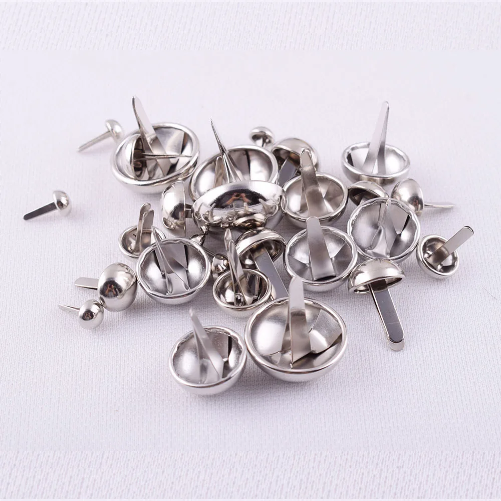 

6-20mm Silver Purse Feet Round Dome Handbag Nailheads Brads Spike Prong Studs for Bag Belt Leather Craft Hardware Accessories