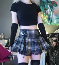 Sweetown-faldas góticas con cordones para mujer, Falda plisada de encaje a cuadros, estilo Punk oscuro, ropa de estética para chica, Y2K, Raya Rosa