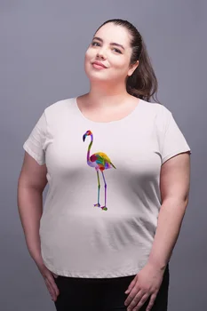 

Angemiel Wear Colorful Flamingo White Women Cotton Large Size T-Shirt