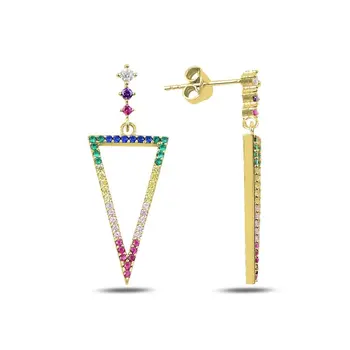 

Angemiel 925 Sterling Silver Mixed Color Zircon Stone Earrings-Gold Plated
