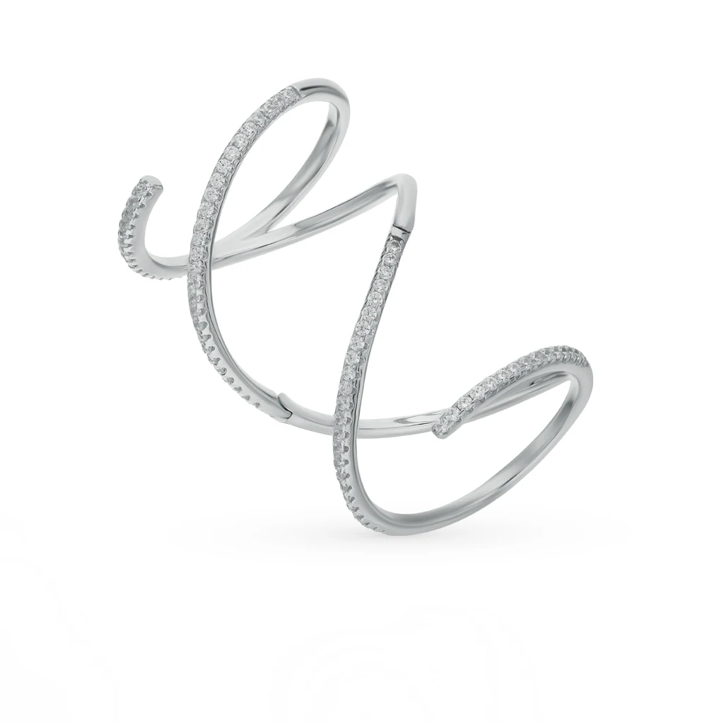 Серебряное кольцо с фианитами SUNLIGHT проба 925