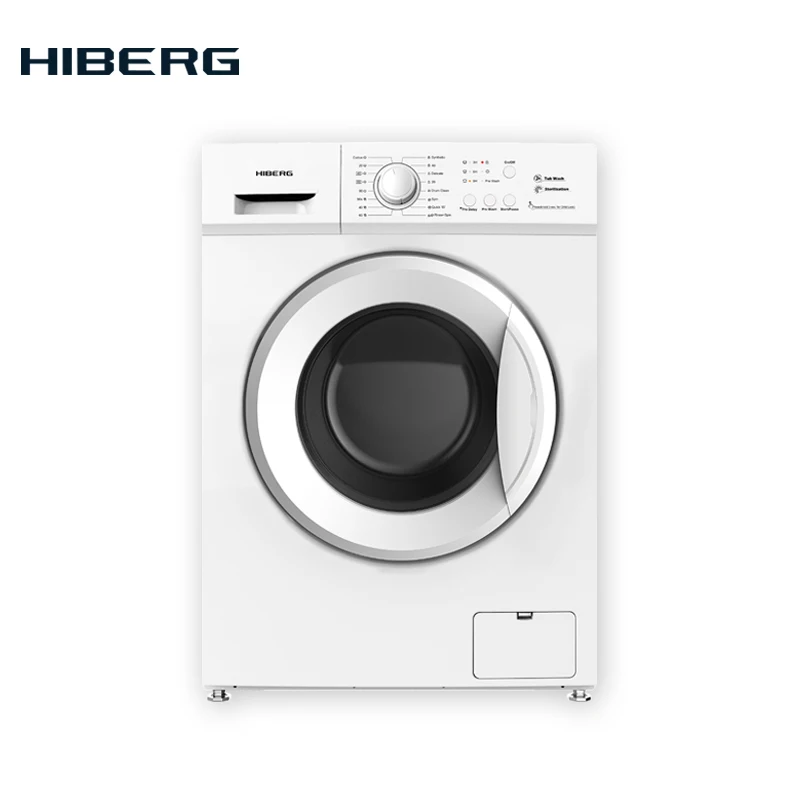 Стиральная машина HIBERG WM 610 SW, 8 программ стирки, 6 кг загрузки, 1000 об/мин при отжиме, 48 л воды на цикл, класс А+, кнопочное управление - Цвет: White