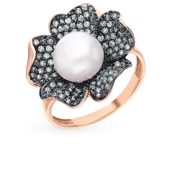 

Gold ring with cubic zirconia and pearls sunlight sample 585