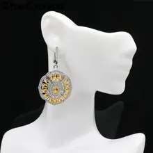 50x28 мм длина 12,4 г создан Золотой Цитрин натуральный CZ женские свадебные серебряные серьги