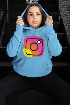 

Angemiel Wear Colorful İnstagram Logo Blue Women 'S Hooded Sweatshirt
