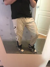 Pantalones Cargo de harén con bolsillos laterales para hombre, pantalón negro de Hip-Hop, informal, a la moda, ropa de calle, 2020 cintas