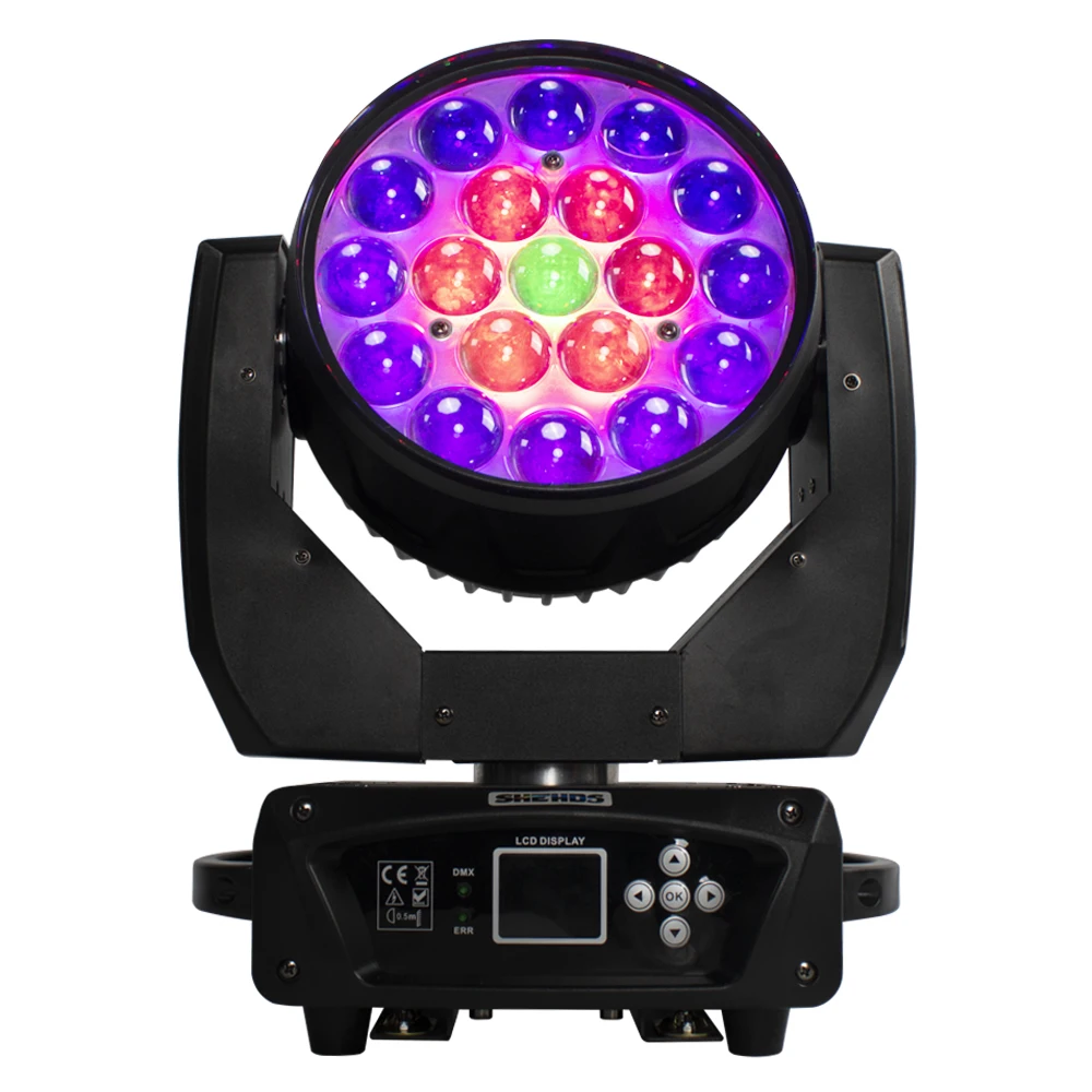 SHEHDS  Beam+Wash 19x15W RGBW Zoom  Moving Head Lighting for Disco KTV Party Free Fast Shipping