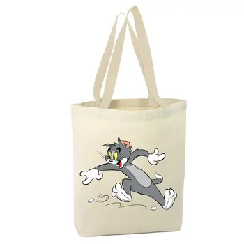 

Angemiel Bag Tom and Jerry Running Fun Tom Shopping Beach Tote Bag