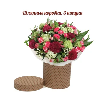 

3 pieces/set. Hat Box for flowers and gifts. Color "red peas".