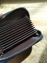 Tarjetero de piel de vaca de primera capa RFID antirrobo para hombre y mujer, billetera pequeña multifuncional con cremallera