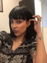 Peluca de Bob corto recta de máquina completa con flequillo negro Natural brasileño Remy pelucas de cabello humano 150% densidad media Ratio Bob peluca