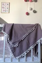 Manta para bebé de 120x100cm, edredón con flecos, pompón para recién nacido, manta de muselina para Baño