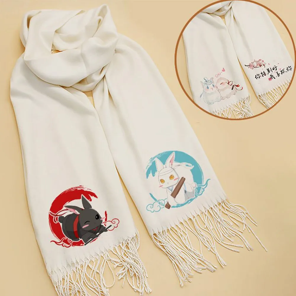 Anime Mo Dao Zu Shi Cute Rabbit Scarf Wei Wuxian Lan Wangji Cosplay Women Men Winter Warm Scarf Clothing Accessories Fans Gift