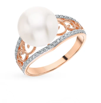 

Gold ring with cubic zirconia and pearls sunlight sample 585