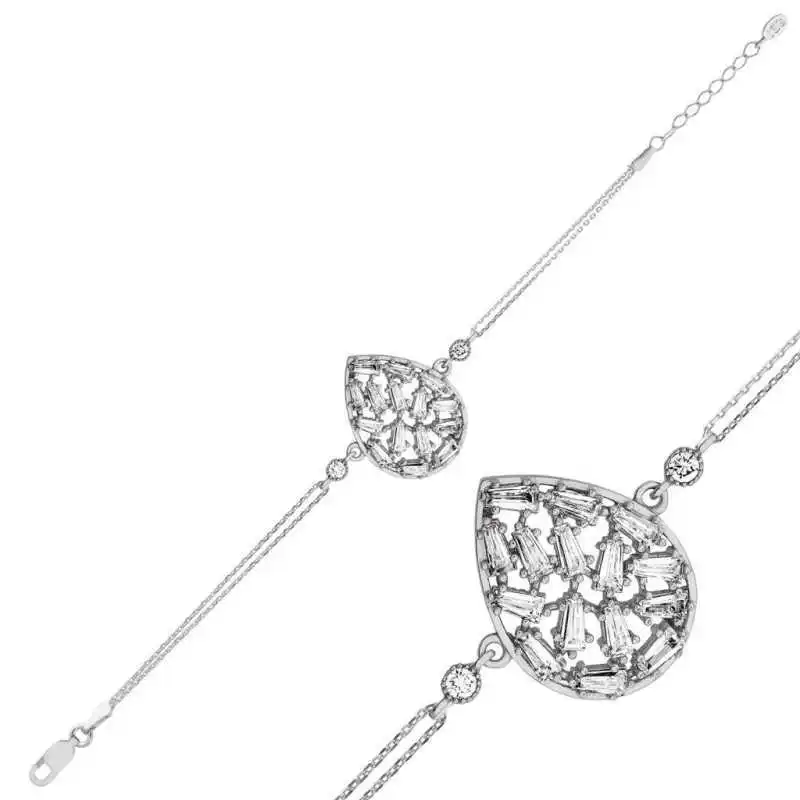 KUTAYDAN 925 Sterling Silver Water Drop Womens Bracelet