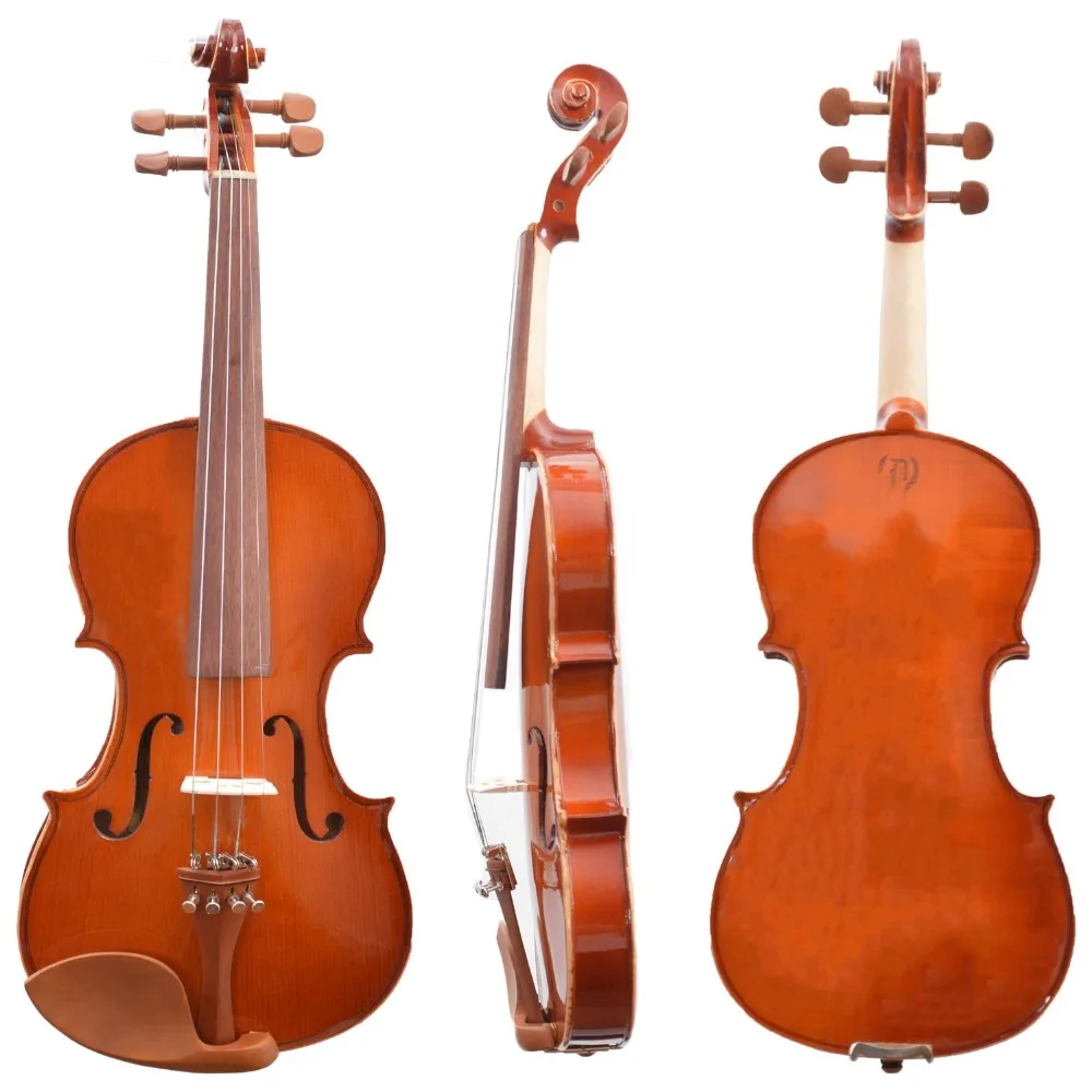 4 4 Full Size Natural Acoustic Violin Fiddle With Case Bow Rosin Mute Stickers Solid wood Violin for music lovers (4 (2) 23