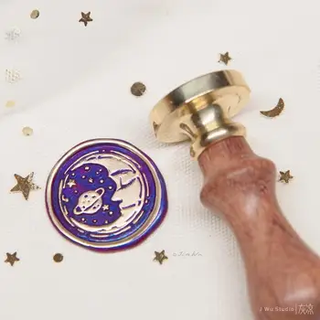 

Crescent Moon original vintage wax seal stamp