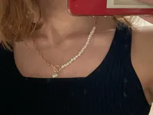 LOVOACC-collar de perlas naturales de agua dulce para mujer, cadena de eslabones gruesa dorada, cierre de palanca asimétrico, Gargantilla circular