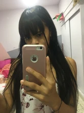 MEIFAN-extensiones de cabello con flequillo, postizo de pelo sintético Natural, con flequillo de aire, negro y marrón