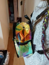 Mochila holográfica de cuero para mujeres y niñas, morral escolar plateado dorado rosa con láser, para adolescentes