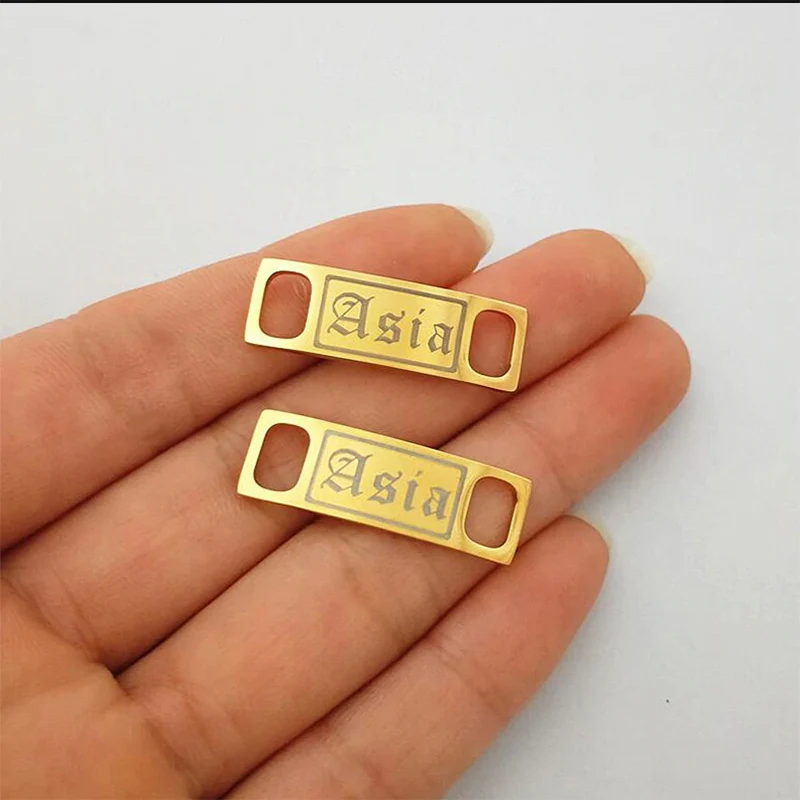 

Custom Name Shoe-buckle For Sneaker Lovers Gold Silver Stainless Steel Personalized Text Shoelace Buckle For Cute Couple Gift