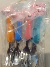 Peppa Pig-cubiertos de acero inoxidable para niños, modelos de figuras de la familia George Pig, vajilla, regalo de cumpleaños