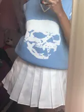 Rapcopter-suéteres Y2K para mujer, suéteres de calaveras con cuello de pico, blusas de punto azules informales holgadas, ropa de calle Retro para mujer, Tops de punto 2020