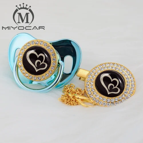 MIYOCAR 7 цветов Прекрасные два сердца красивые золотые пустышки и пустышки зажим BPA бесплатно пустышка bling уникальный дизайн GH-08 - Цвет: GH-10 0-6M