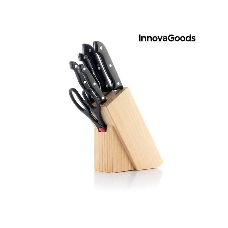 Набор ножей с деревянная подставка для ножей InnovaGoods(6 шт