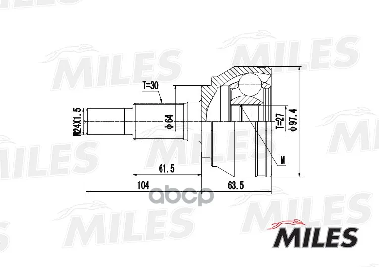 Шрус Audi Q7/Porsche Cayenne/Vw Touareg 3.0-6.0 02- Пер. Нар. Miles Ga20532 Miles арт. GA20532