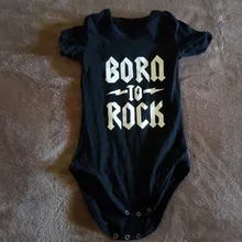 Ropa de bebé de algodón negro Rock, Body de manga corta para bebé, niño y niña, ropa divertida para bebé de 0 a 18M, novedad