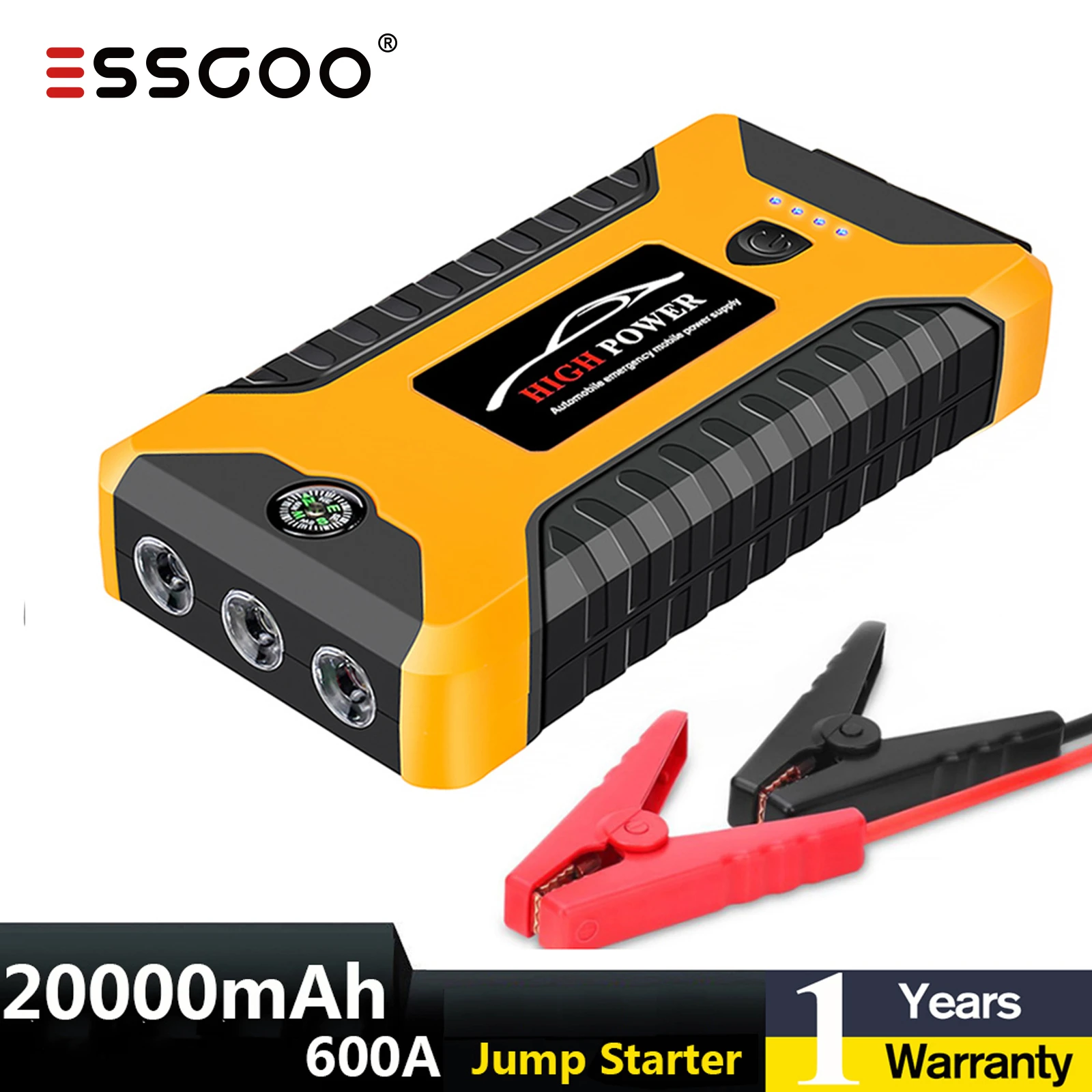 arrancador bateria coche banco de energía 20000mA 600A 12V salida cargador arranque de emergencia portátil para coches Booster de dispositivo de arranque|Arrancador con cables| - AliExpress