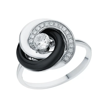 

Silver ring with ceramics and cubic zirconia sunlight sample 925